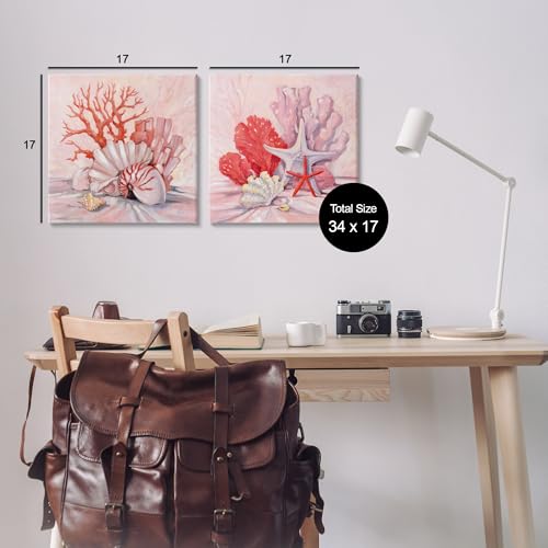 Stupell Industries Conjunto de arte de parede em tela coral rosa natureza morta 2 peças por Paul Bre