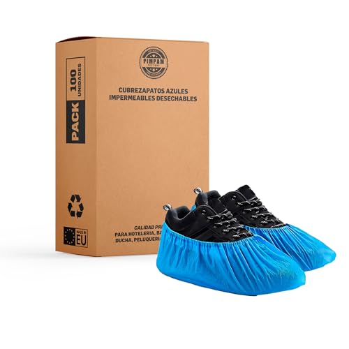 PimPam Factory Patucos Desechables Suaves para Zapatos Delicados - Pack 100 - Transpirables y Ajustables - Cubre Zapatos Sin Olores e Hipoalergénicos - Gruesos y Reciclables - Azul