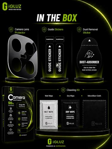 Image of iGluz Compatible with Redmi Note 15 Pro Camera Lens Protector (1 Pack) | Premium 9H Tempered Glass Camera Guard | Ultra Clear HD | Scratch Resistant | Case Friendly Fit | Bubble Free Easy Installation | Full Coverage Lens Protection
