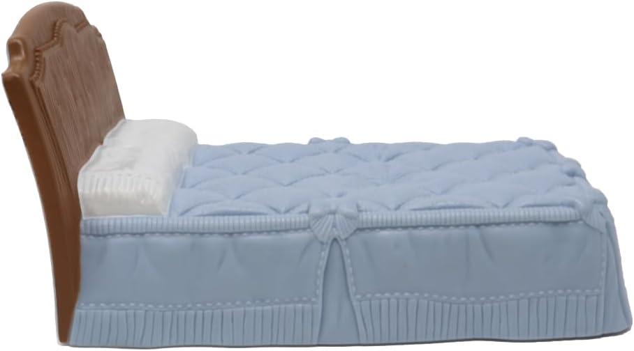 Replacement Part for Collectible Fisher-Price Loving Family Grand Manor Dollhouse T4692 - Replacement Bed with Blue Cover and Brown Headboard