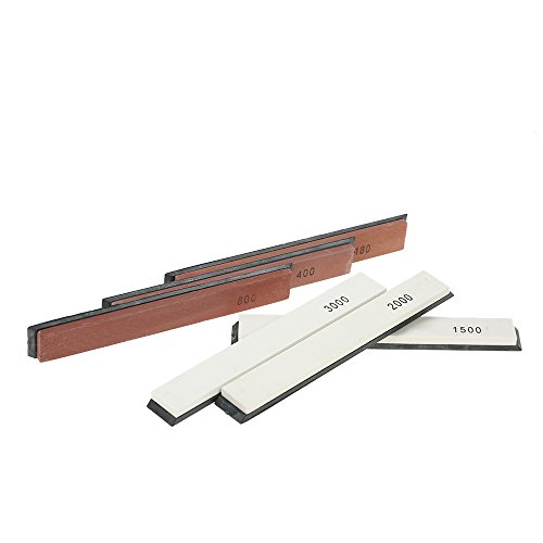 Decdeal 6 pçs/set Faca Afiação Afiador de facas de Pedra com Base Whetstone Set Mó para Facas 6