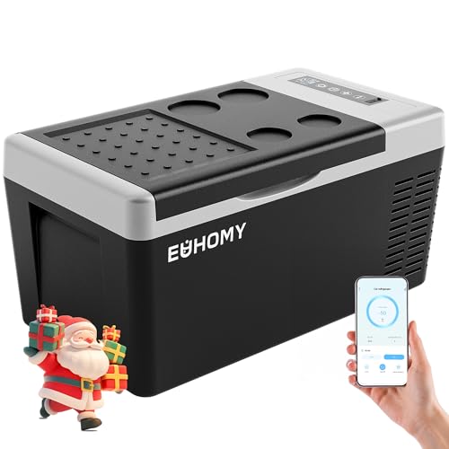 EUHOMY 18L Kompressor Kühlbox [-20℃~20℃] | 15-Min Schnellkühlung | APP Steuerung | 12/24V DC & 240V AC | 3-Stufen Batterieschutz | ECO/MAX Modi | <42dB Kompressor für Camping, Reisen, Boot