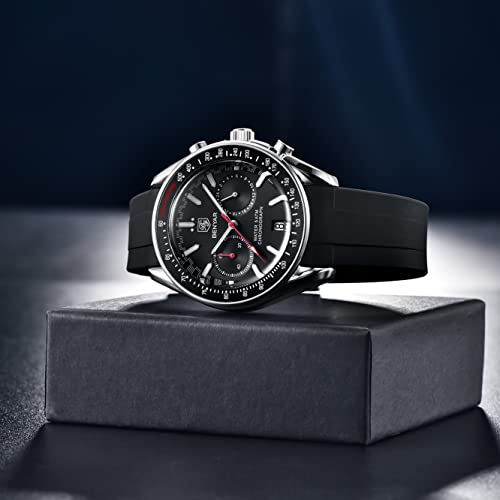 Image of BENYAR - Stylish Wrist Watch for Men, Genuine Silicone Strap Watches, Perfect Quartz Movement, Waterproof and Scratch Resistant, Analog Chronograph Quartz Business Watches