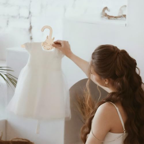 20 Piezas Perchas de Madera para Bebé y Niño, Antideslizantes Perchas de Bebé para Ropa para Infantiles con Forma de Animales, para Ropa, Chalecos, Blusas, Pantalones