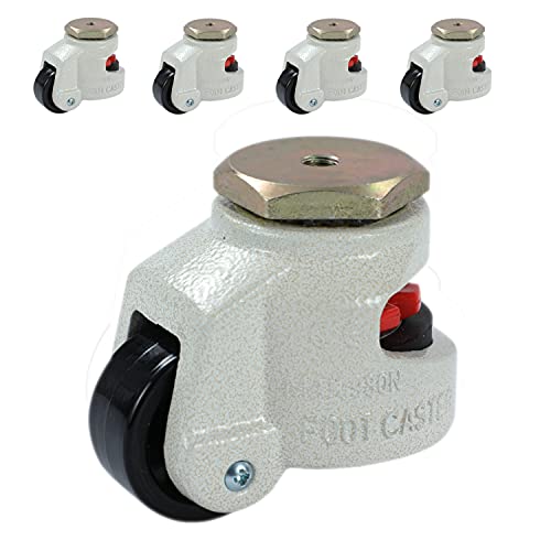 Heavy Duty Wheels Set 4pcs KATSU Juego de 4 Ruedas Giratorias para Trabajo Pesado, Ruedas Giratorias de Nivelación Móviles GD-100S para Máquina Retráctil Maquinaria Pesada Mesa (Silver, 60S)
