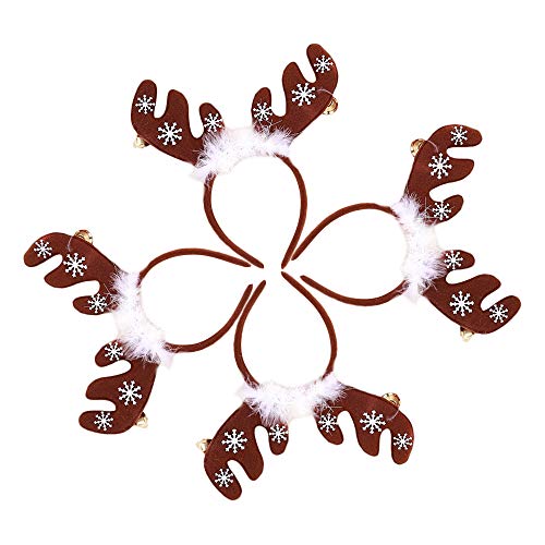 FJROnline - Diadema para mujer, 4 unidades, diseño de cuernos de reno de Navidad, accesorios para niñas (caqui)