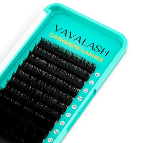 VAVALASH Cashmere Lashes 0.03/0.05/0.07 Premium Lashes Volume Eyelash Extensions 8-20MM Individual Silk Lashes, Soft Super Matte Black Professional Lashes Extension Tray Supplies (0.03-CC-12MM)