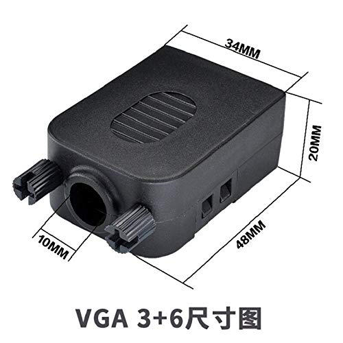 Gimax vga solder joints, connectors, display db15 three rows, 15-pin VGA terminal, with the shell - (Color: VGA3-6 Male head)