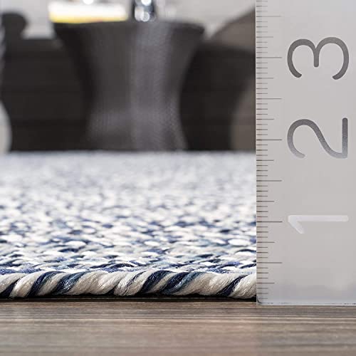 Image of Handmade Cotton Braided 2x4 feet Runner Rug - Washable, Low Pile Reversible Floor Mat for Bedroom, Kitchen, Entryway & Living Room - Eco-Friendly Woven Carpet - (Light Blue, Rect)