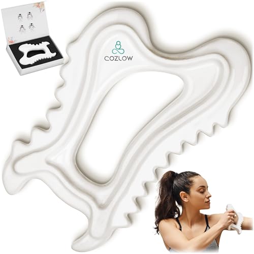 COZLOW Ceramic Gua Sha Massage Tool for Face & Body - Premium Muscle Scraping Tool for Lymphatic Drainage & Fascia Massage - Trigger Point Massager for Body Sculpting & Contouring