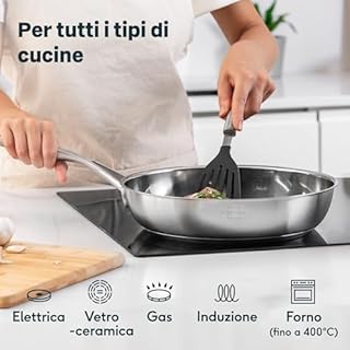 SILBERTHAL Padella acciaio inox 28 cm - Induzione gas e forno 400ºC - Senza rivestimento 18/10 - Triplo fondo