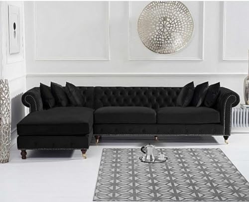 Image of Legit Tufted Quilted Five (3+2) Seater Elegant Wooden Base Sofa in Wide Extravagant Fabric, Gives Luxurious Look for Home /Living Room /Office /Guest Room /Hotels