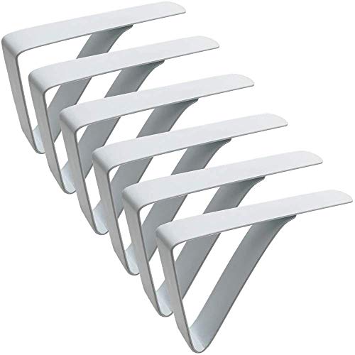 Mannli Picnic Tablecloth Clips, White Stainless Steel Outdoor Table Cloth Holder Table Cover Clips Clamps 6 Packs #TOP12