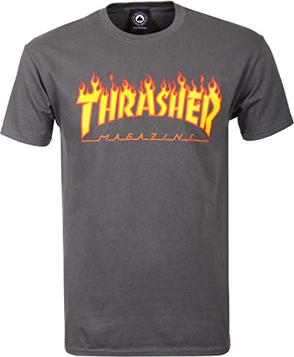 Thrasher Flame Logo T-Shirt Charcoal Large