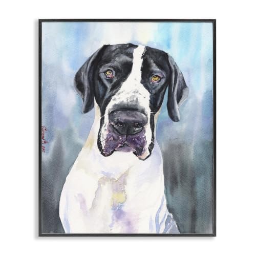 Great Dane Watercolor Pet Portrait, 11 x 14 Inch Framed Giclée Print | Stupell Industries · By George Dyachenko · Thoughtful accent for dog lovers · Midnight Black frame · Made in USA