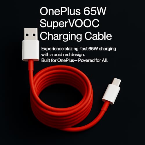Image of Oneplus 65W Supervooc Charger with 3.3ft Type-C Cable for Oneplus 15R|15|13|13R|13S|Nord 5|Ce5|4|Ce4|Realme| Poco|iQOO| Motorola|Supports Dart /Dash /Warp /Vooc /Superdart, 65Watt Fast Adapter