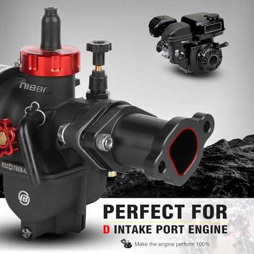Image of NIBBI Predator 212 Carburetor PE22FL Kit with Air Filters,212 Predator Performance Part Intake Pipe Inlet Manifold For Mini Bike 196cc /212cc /224cc Engine GX160 GX200