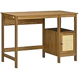Rattan-Element: Der Computerschreibtisch besteht aus einer Kombination aus Rattangeflecht und einer edlen Holzoptik. Dieser Schreibtisch mit Wiener-Geflecht-Optik verleiht ihrem Arbeitsbereich einen Hauch von Eleganz.