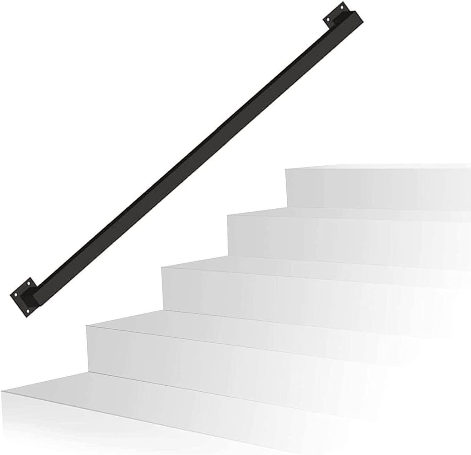 Rampe d'escalier intérieure en métal noir de 100cm avec supports muraux pour sécurité maison
