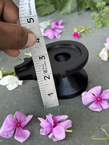 Image of Shivam VASTU AKAL 1.5 inch Original Narmadeshwar Narmada Shivling with 3 inch Narmada Stone Yoni Base Jaladhari (Swayambhu Shivling, Black Designer Damru Jaladhari)