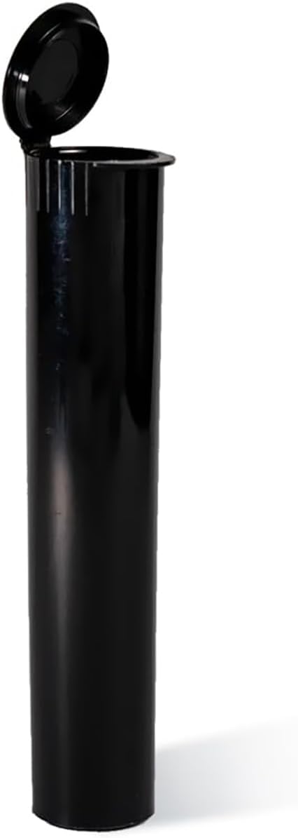 Black Pop Top Tubes 98mm - Child-Resistant Plastic Tubes with Caps - Pop Top Containers for Secure Storage - Bulk Pack of 1000
