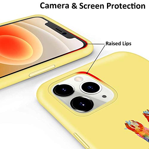 Joyland Liquid Silicone Case For Iphone 12 Color Giraffe Design, Slim Soft Full Body Protective Phone Cover With Anti-Scratch Microfiber Lining - Yellow #TOP3