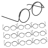Mipcase 10 Stücke Kleine Puppe Brille, Metalldrahtrandlinse Puppenbrille Kostümbrille, Stoff Puppe Verkleiden Brillen Für Puppen Haustiere Kostüm Cosplay