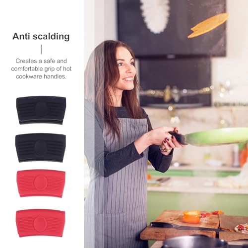 Fundas de silicona protectoras para asas de ollas, pack de 4 pares aislantes 6