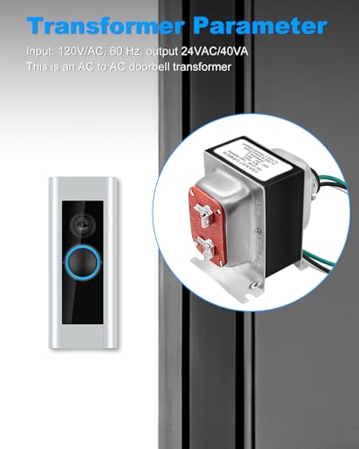 BENSN 24V 40VA Doorbell Transformer Compatible with Ring 2 3 4 Pro Nest Hello Eufy Arlo Video Doorbell, 24V Transformer for Honeywell Ecobee 3 Google Nest 3rd Thermostat Power Supply