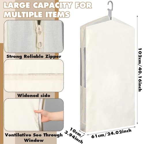 Aliceset 3 Pack Pure Cotton Garment Storage Bag for Hanging Clothes 24 x 40 Inch Breathable Garment Cover Canvas Suit Bags for Closet Storage Short Dresses Suits Gowns2
