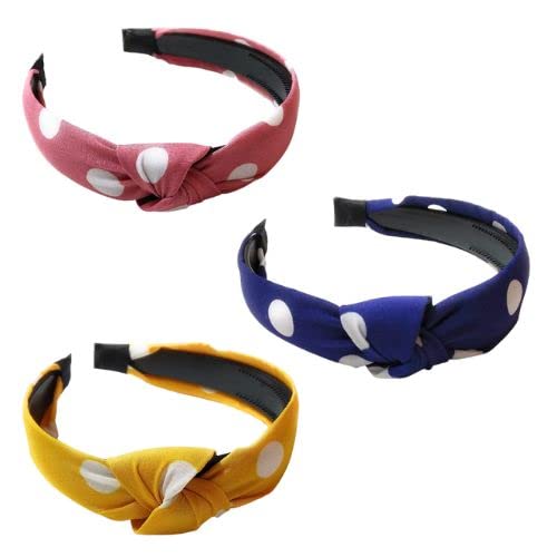 Mangalamcrafts Combo Pack of 3 Korean Style Solid Fabric Polka Dot Knot Stylish Cute Plastic Hairband/Headband for Girls and Women for Birthday/Wedding Party Function etc (B0BCZJC3TB) Amazon Price History, Amazon Price Tracker