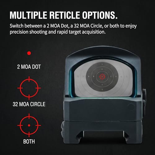 Image of Canis-X Solar Red Dot Sight for Pistols, Multi-Reticle Reflex Optic, RMR Footprint, Shake Awake, Solar & Battery Powered, IPX7 Waterproof, for Optics-Ready Platforms,Red /Green Reticle Options