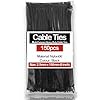 Nylon Cable Ties Black 150 (2.5mm × 150mm) 6 Inch NCS35® Heavy Duty, Self-Locking, UV Resistant, Multi-Purpose Plastic Cable Managment Tie Wraps 8kg Tensile Strength for Electrical,Nylon Zip Ties #5