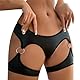 WENTPOL Unterhosen Damen Sexy PU Leder Höschen Wetlook Slip für Frau Erotische Unterwäsche Damen Ouvert Slip Panties Tanga mit Strumpfhalter Lack Leder Frauen Höschen Sexy Dessous Erotik Unterwäsche