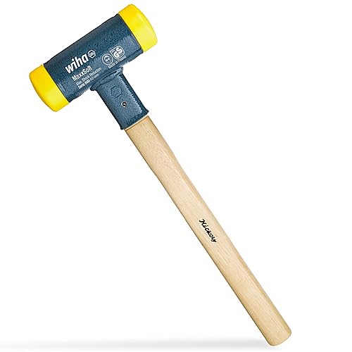 Wiha Martillo De Cara Blanda Sin Contragolpeo Semiduro Con Mango De Madera Hickory, Cabezal Redondo 50, 385 Mm (02097)