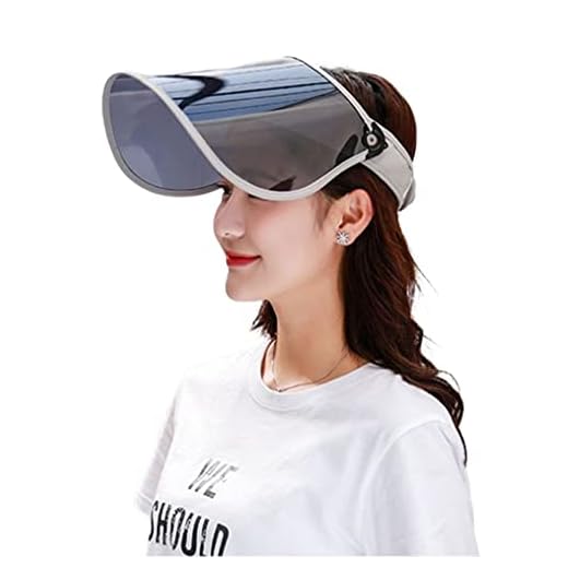 WITHMOONS Sunblock UV Protection Visor Sun Shield Face Shield Hat Full Face Shield Grey