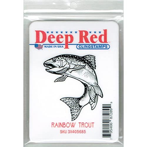 Deep Red Stamps Rainbow Trout Rubber Cling Stamp 1.9 x 2.1 inches
