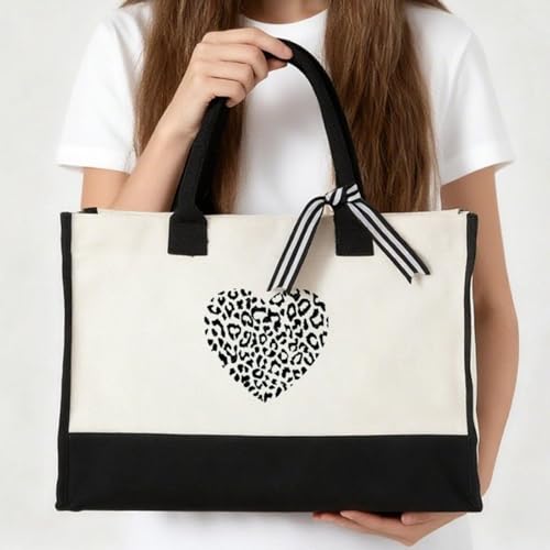 Sac cabas léopard et cœur le cadeau idéal de Saint-Valentin