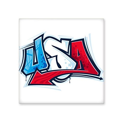 DIYthinker USA America Words Graffiti Style Pattern Ceramic Bisque Tiles for Decorating Bathroom Decor Kitchen Ceramic Tiles Wall Tiles Large Multi