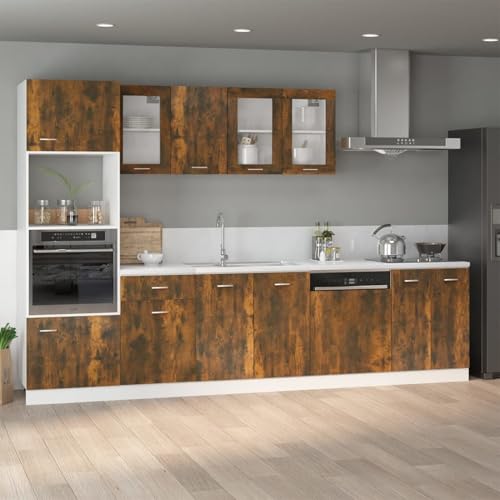 Gecheer Kitchen storage cabinet + smoked oak + engineered wood + 80x46x81.5cm + wall-mounted anti-tipping device Model815564