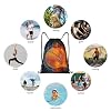 Basketball Drawstring Bags for Kids Boys Girls, Sports-Themed Drawstring Backpack Casual Knapsack for Adults Women Men, Black Draw String Rucksack Bags for Gym Travel Swimming Beach Camping, Small