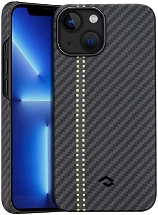PITAKA Magnetic Phone Case for iPhone 13 Pro Max [MagEZ Case 2] Compatible with Magsafe Aramid Fibre Slim Fit and Lightweight Phone Cover with 3D Grip Touch, Black/Grey(Twill)