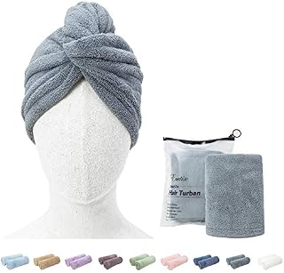 Enetix 2 Pack Microfiber Hair Drying Towel Wrap for Women, 25 × 70cm Super Absorbent Anti-Frizz Hair Turban, Rapid Dry Hair Towels with Button, Royal Blue