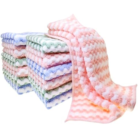 Mei Ting Kitchen Dish Towels12pcs 12x12 Inches Kitchen Towels.for Kitchen Dishwashing, Drying Dish Rags (Mix Color) Cover