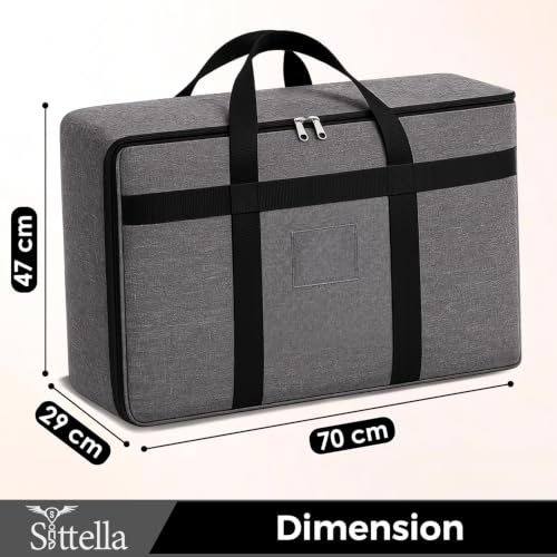 Image of SITTELLA Foldable Storage Bags, 58 L, Grey, 3 Pack | Fabric Storage Organizer Box, With Zip, Blanket & Quilt Storage, Space Saving Container