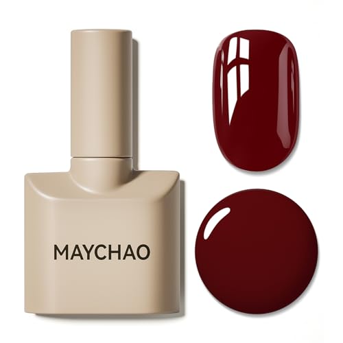 MAYCHAO Gel Nail Polish, 15ML Burgundy Red Gel Polish, Soak Off UV LED Nail Varnish Starter Manicure Salon DIY at Home, 0.5 OZ