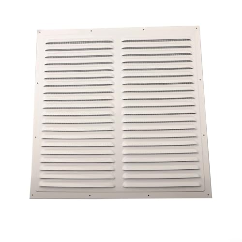 Sandyseptember Rejilla cuadrada de metal para rejilla de ventilación de aire de aluminio blanco con malla incorporada para ventilación interior y exterior (400 x 400 mm)