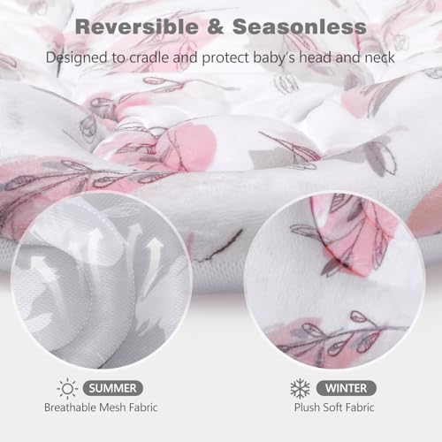 Image of Infant Car Seat Insert, 2-in-1 Reversible Baby Car Seat Head Support with 3 Strap Covers, Breathable Soft Newborn Car Seat Insert and Baby Carseat Cushion for Stroller, Swing, Rocker, Bassinets