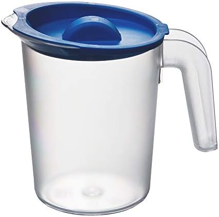 Roltex Small 500ml Plastic Frosted Clear Jug and Blue Lid Reusable ...