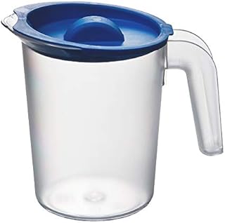Roltex Small 500ml Plastic Frosted Clear Jug and Blue Lid Reusable Virtually Unbreakable